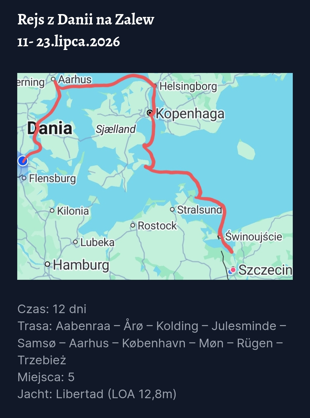 REJS DANIA -> POLSKA